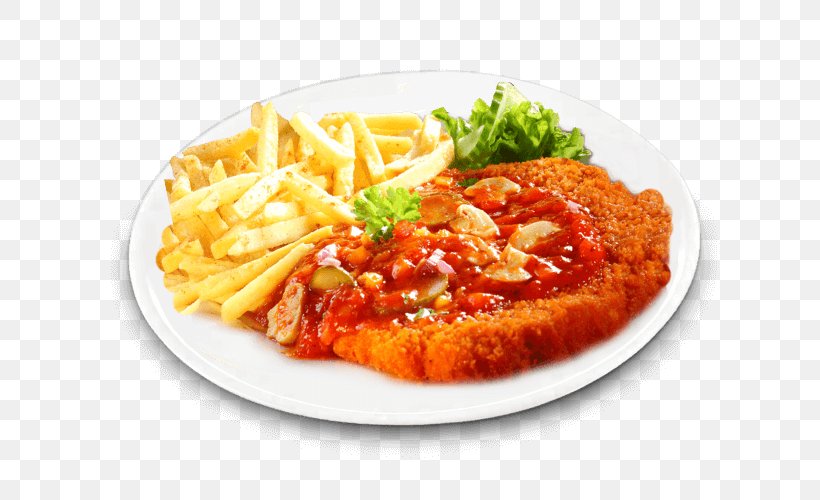 French Fries Full Breakfast Schnitzel Milanesa Veal Milanese, PNG, 700x500px, French Fries, American Food, Cuisine, Currywurst, Cutlet Download Free