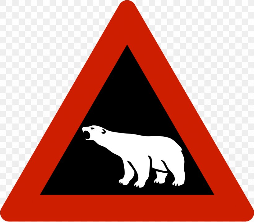 Polar Bear Warning Sign Svalbard Traffic Sign, PNG, 875x768px, Polar Bear, Bear, Black And White, Carnivoran, Cuteness Download Free