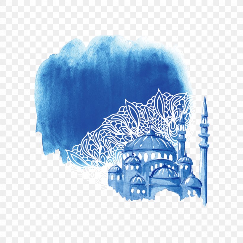 Ramadan Watercolor Painting Drawing Illustration, PNG, 1181x1181px, Ramadan, Art, Blue, Cobalt Blue, Drawing Download Free