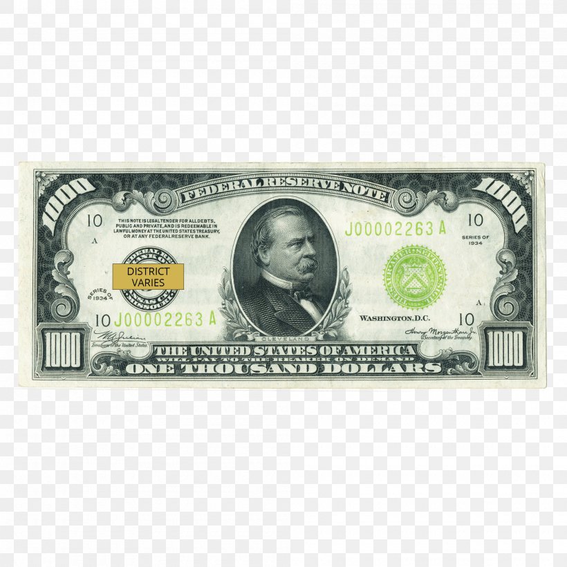 United States One-dollar Bill United States Dollar Large Denominations Of United States Currency Banknote Federal Reserve Note, PNG, 2000x2000px, United States Onedollar Bill, Banknote, Cash, Coin, Currency Download Free