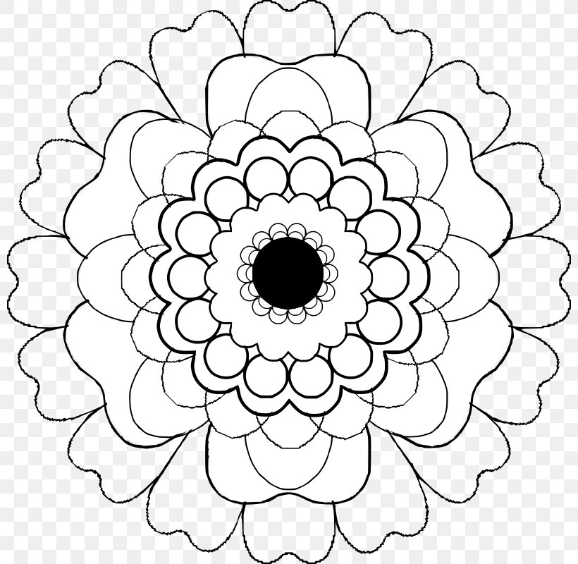 Flower Petal Drawing Clip Art, PNG, 800x800px, Flower, Area, Black, Black And White, Blossom Download Free
