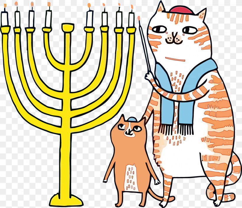 Hanukkah, PNG, 3000x2581px, Hanukkah Candle, Candle Holder, Cartoon, Cat, Hanukkah Download Free