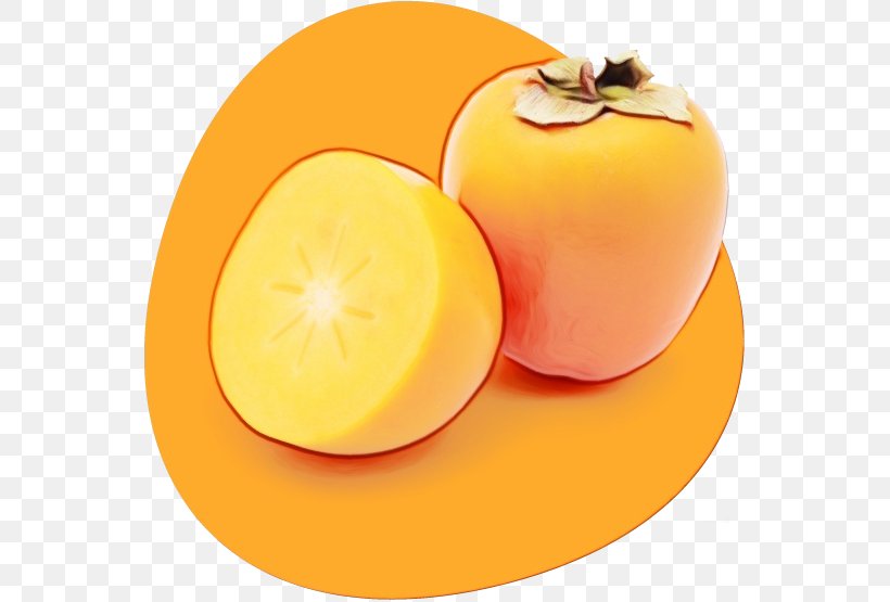 Food Fruit Yellow Plant Persimmon, PNG, 555x555px, Watercolor, Food, Fruit, Paint, Persimmon Download Free