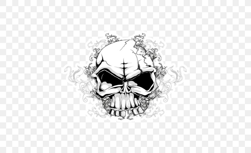 Skull Stencil Calavera, PNG, 500x500px, Skull, Airbrush, Black And White, Bone, Calavera Download Free