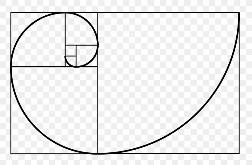 Golden Spiral Golden Ratio Fibonacci Number Golden Rectangle, PNG, 2000x1310px, Golden Spiral, Area, Black, Black And White, Diagram Download Free