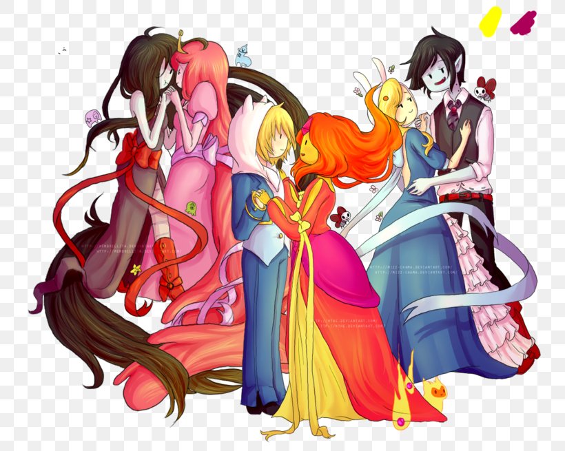 princess bubblegum and marceline and flame princess and fionna
