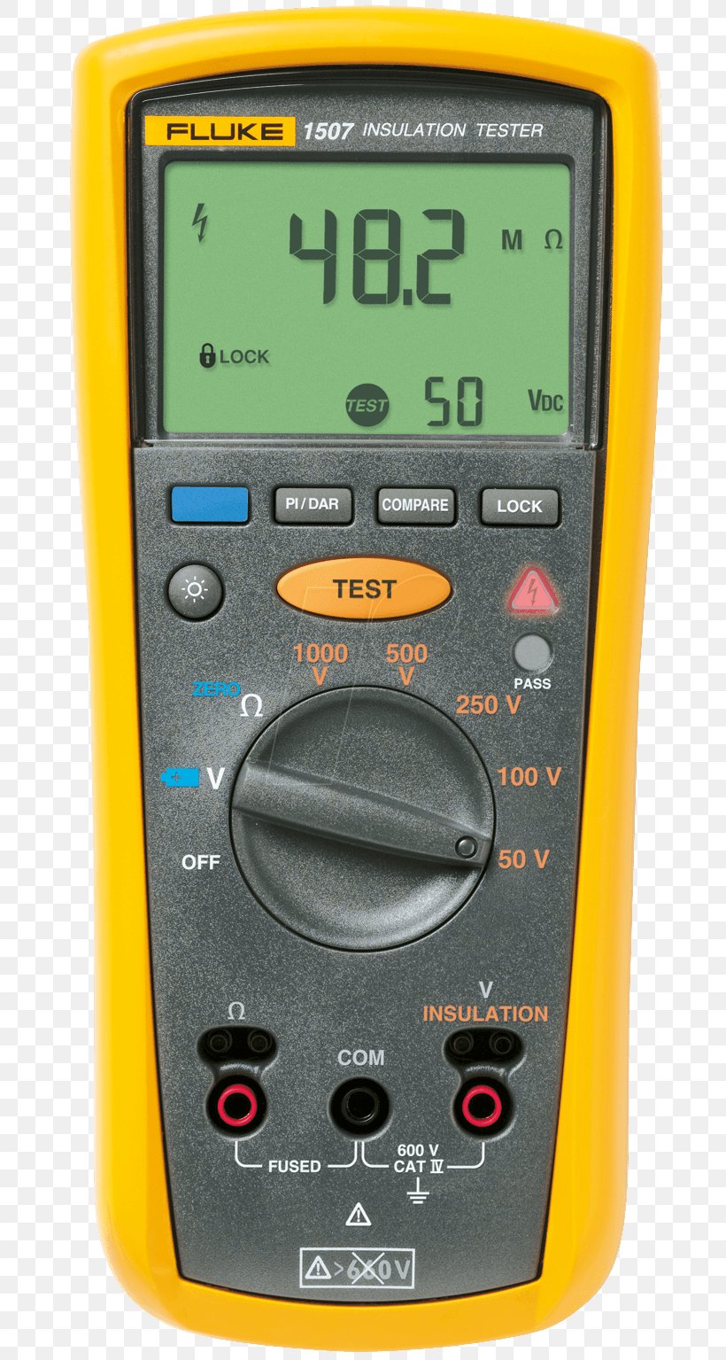 Multimeter Megohmmeter Fluke Corporation Electronic Test Equipment Insulator, PNG, 678x1535px, Multimeter, Electric Potential Difference, Electronic Test Equipment, Electronics, Extech Instruments Download Free