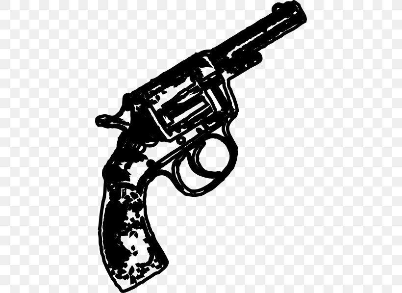 Revolver Clip Art Firearm Image, PNG, 432x597px, Revolver, Black And White, Brass Instrument, Clip, Firearm Download Free