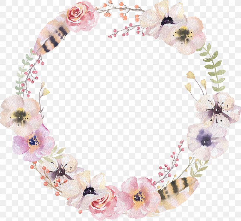 Watercolor Flower Round Border Decorative Pattern, PNG, 1890x1734px, Watercolor Painting, Art, Floral Design, Flower, Hair Accessory Download Free