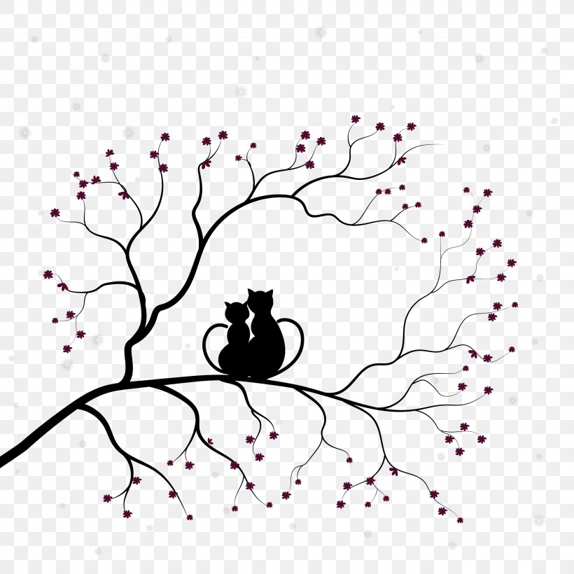 Cat Silhouette, PNG, 2480x2480px, Watercolor, Cartoon, Flower, Frame, Heart Download Free