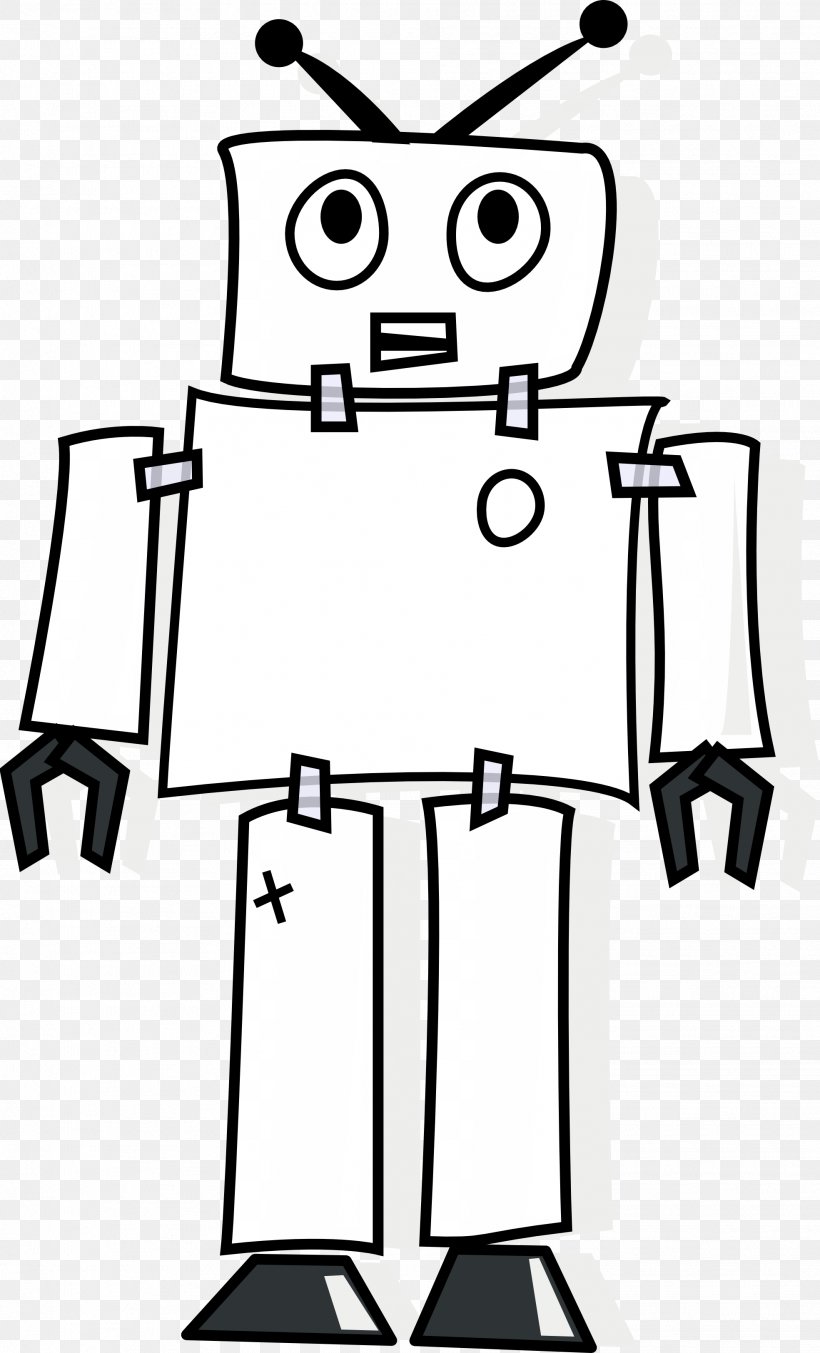 Black And White Robot Line Art Clip Art, PNG, 1969x3250px, Black And White, Area, Art, Artwork, Black Download Free