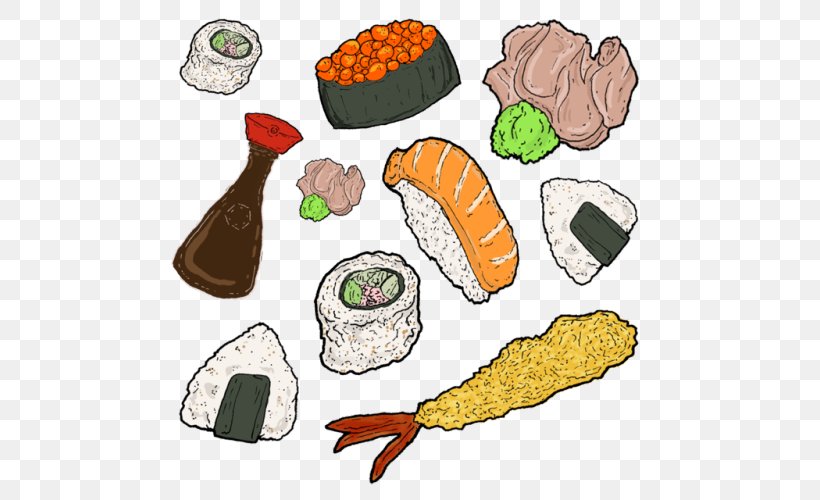 Food Sushi Drawing Art, PNG, 500x500px, Food, Art, Commodity, Cuisine, Doodle Download Free