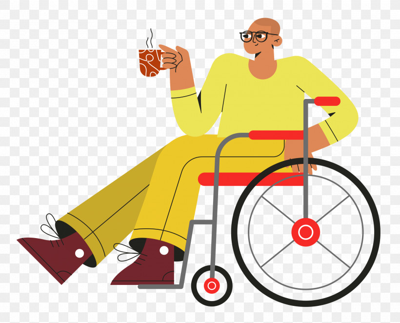 Sitting On Wheelchair Wheelchair Sitting, PNG, 2500x2020px, Wheelchair, Behavior, Cartoon, Geometry, Human Download Free