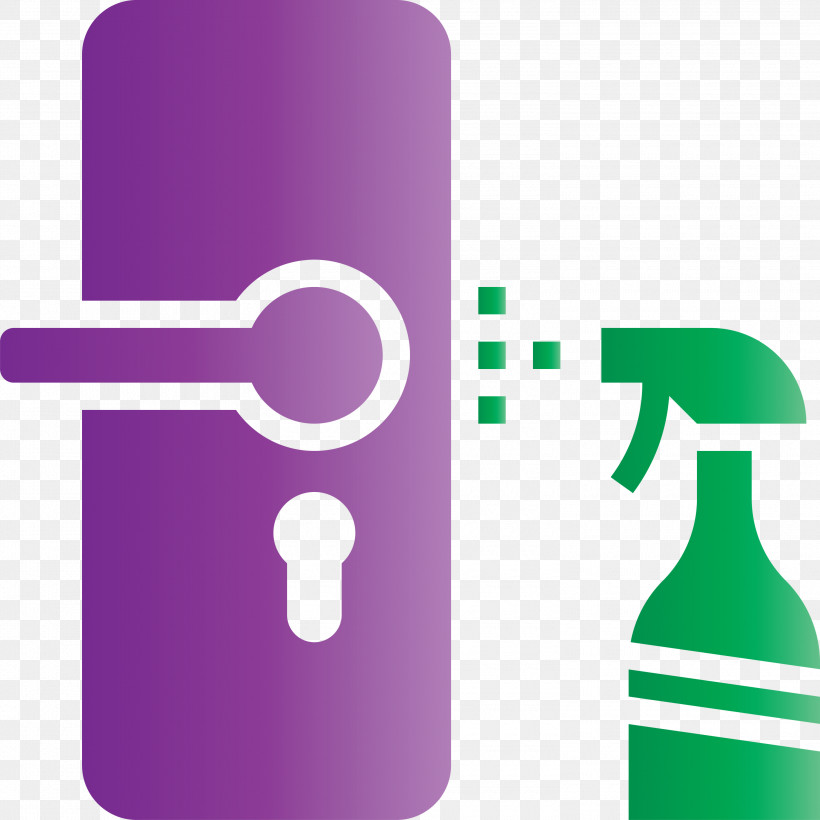 Cleaning Door Hygiene Coronavirus, PNG, 3000x3000px, Cleaning Door, Bottle, Coronavirus, Drinkware, Green Download Free