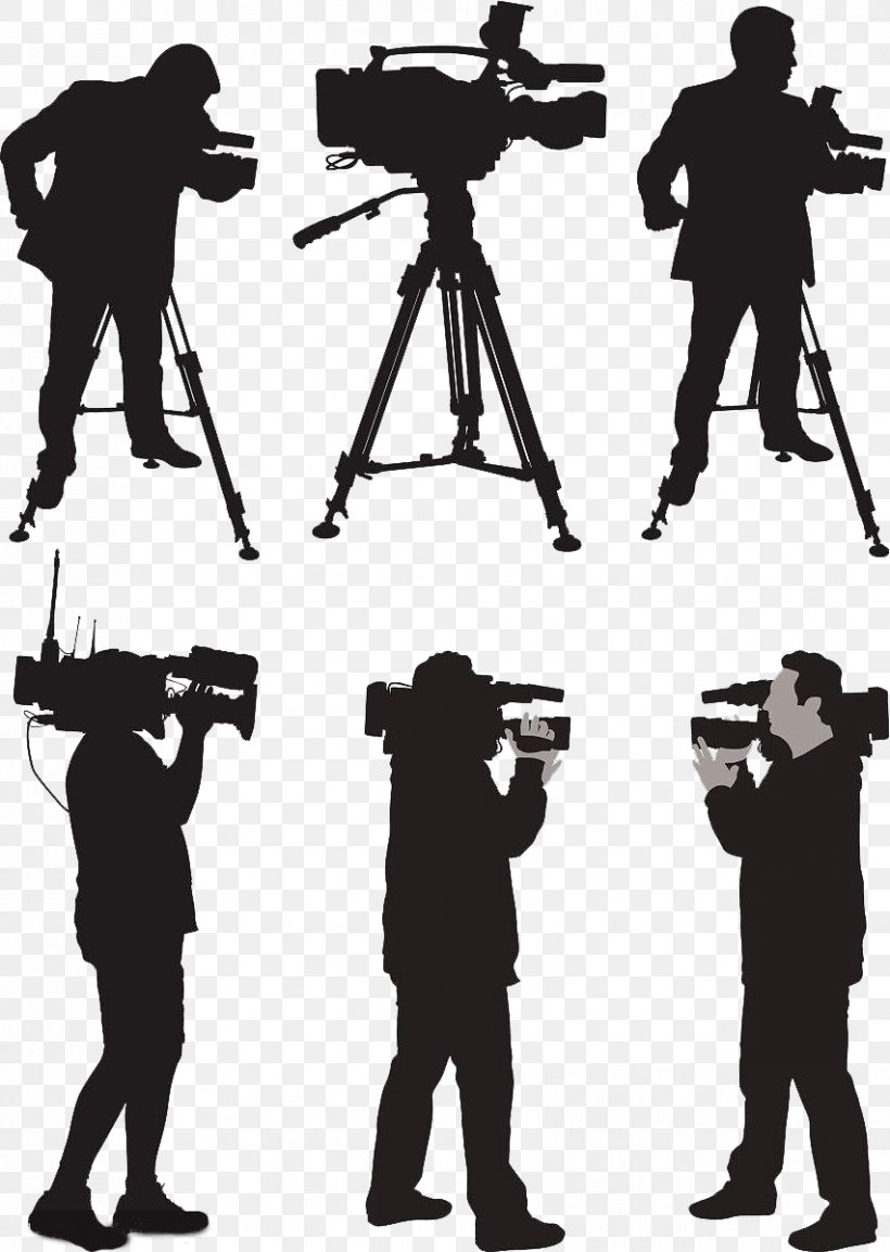 Camera Operator News Silhouette Illustration, PNG, 852x1200px, Camera Operator, Black And White, Camera, Cinematography, Film Download Free