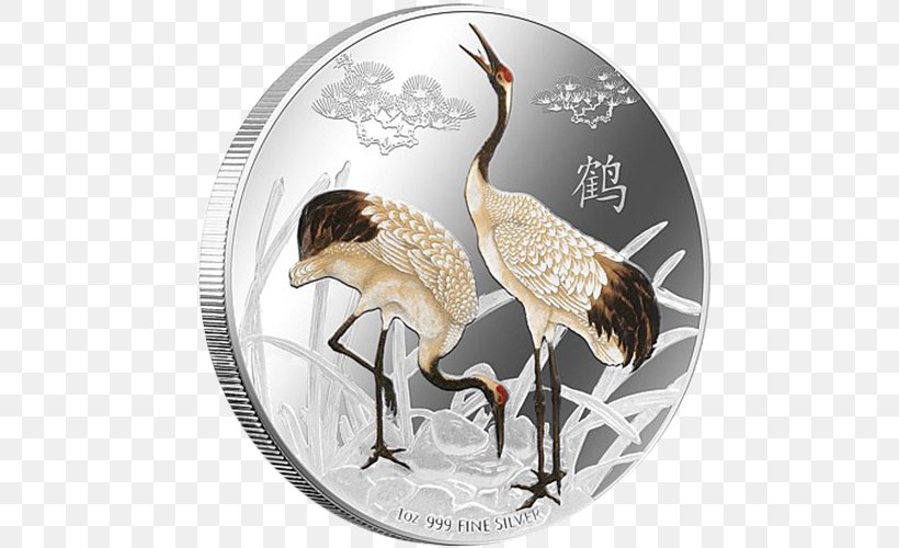 Crane New Zealand Silver Coin, PNG, 500x500px, Crane, Australian Lunar, Coin, Coin Collecting, Crane Like Bird Download Free