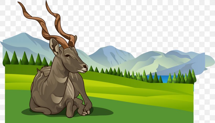 Drawing Illustration, PNG, 3326x1909px, Drawing, Cattle Like Mammal, Deer, Fauna, Fictional Character Download Free