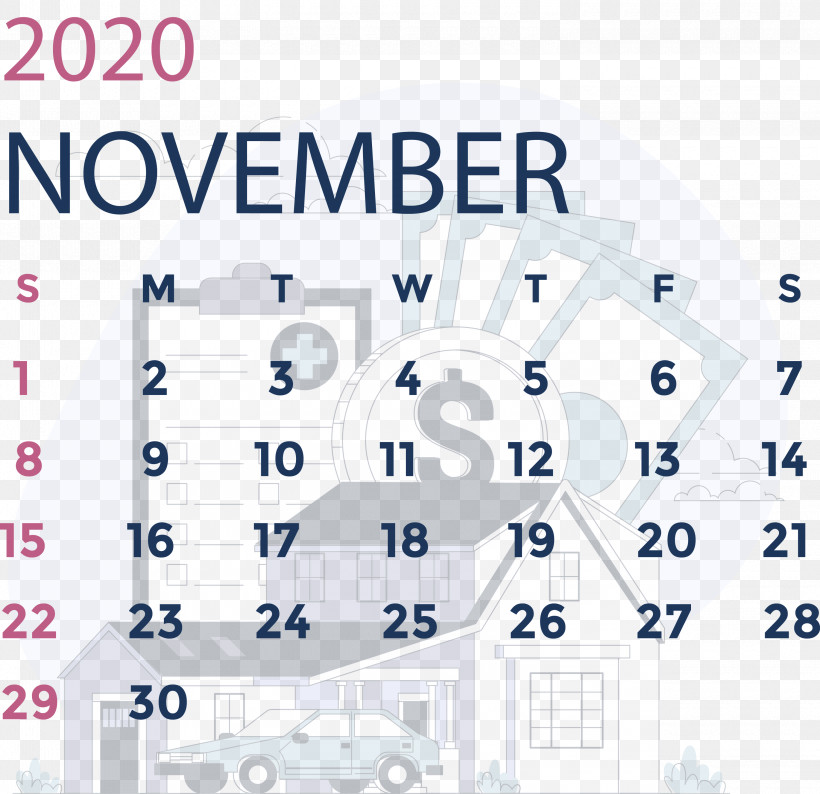 November 2020 Calendar November 2020 Printable Calendar, PNG, 3000x2905px, November 2020 Calendar, Angle, Area, Line, Meter Download Free