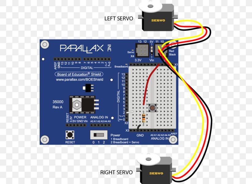 Arduino Electrical Switches Servomotor Boe-Bot, PNG, 562x600px, Arduino, Area, Boebot, Breadboard, Circuit Component Download Free