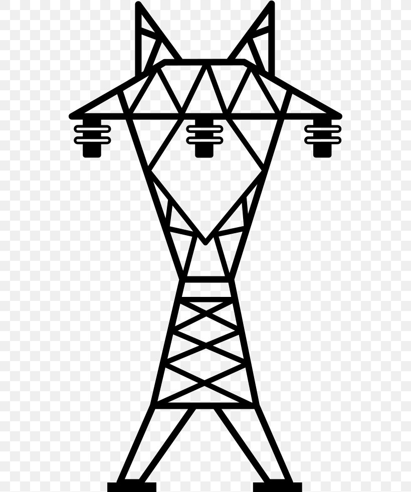Electric Power Transmission Overhead Power Line Transmission Tower Transmission Line, PNG, 547x981px, Electric Power Transmission, Area, Black, Black And White, Electric Power Download Free