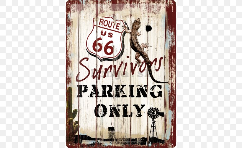 Donga Nostalgic Tin Sign Route 66 16323 Nostalgic-Art 23148 US Highways Route 66 Survivors Parking Only Transport Metal U.S. Route 66, PNG, 500x500px, Transport, Advertising, Campsite, Metal, Only Download Free