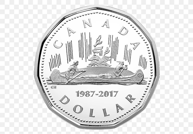 Canada Loonie Dollar Coin Royal Canadian Mint, PNG, 570x570px, Canada, Black And White, Brand, Canadian Dollar, Canadian Gold Maple Leaf Download Free