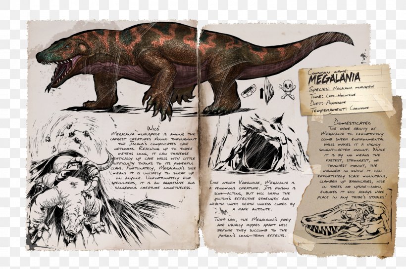 ARK: Survival Evolved Megalania Hesperornis Dinosaur Monitor Lizard, PNG, 1600x1064px, Ark Survival Evolved, Dinosaur, Extinction, Fauna, Giant Ground Sloth Download Free