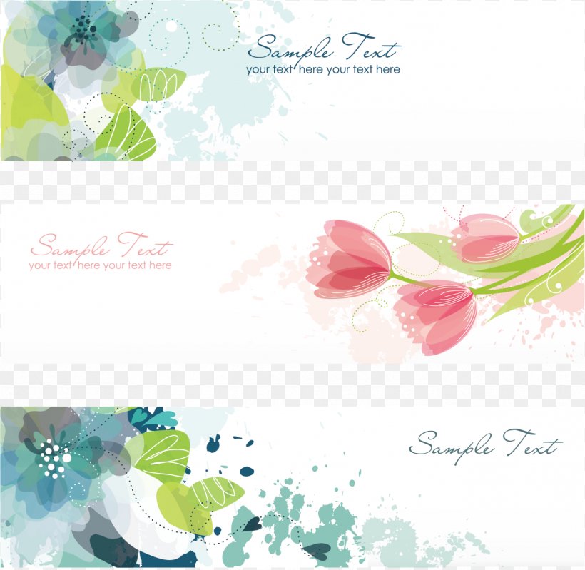 Flower Banner Royalty-free Illustration, PNG, 1294x1262px, Flower, Art, Banner, Blossom, Color Download Free