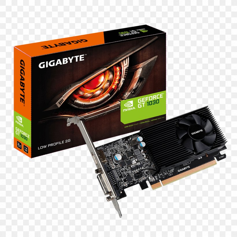 Graphics Cards & Video Adapters NVIDIA GeForce GT 1030 Gigabyte Technology GDDR5 SDRAM, PNG, 1000x1000px, Graphics Cards Video Adapters, Chipset, Computer Component, Computer Cooling, Computer Hardware Download Free
