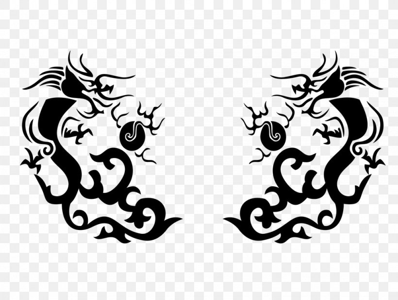 Chinese Dragon Tattoo Clip Art, PNG, 1024x771px, Dragon, Abziehtattoo, Art, Black And White, Chinese Dragon Download Free