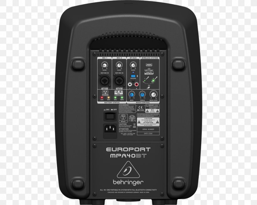 Microphone BEHRINGER EUROPORT MPA40BT-PRO Public Address Systems, PNG, 1000x800px, Microphone, Audio, Audio Equipment, Audio Mixers, Behringer Download Free