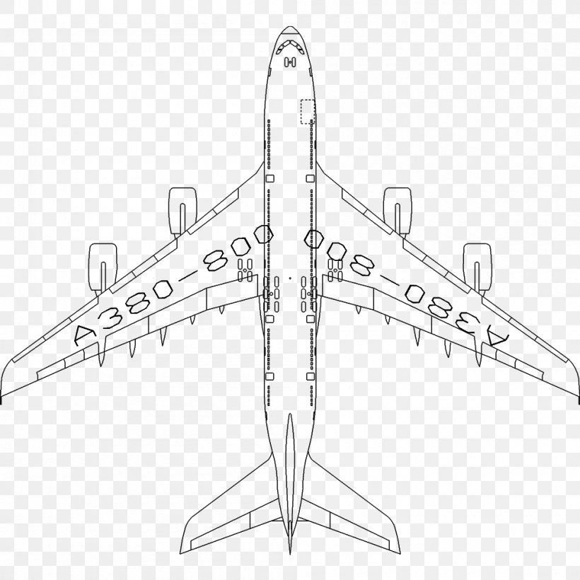 Airplane /m/02csf Airbus A380 Drawing, PNG, 1000x1000px, Airplane, Aerospace, Aerospace Engineering, Airbus, Airbus A380 Download Free