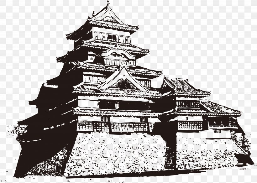 Hakuba Japanese Architecture Samurai, PNG, 3880x2768px, Hakuba, Accommodation, Architecture, Art, Black And White Download Free