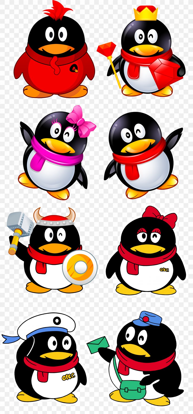 Tencent QQ Penguin Icon, PNG, 3088x6603px, Tencent Qq, Avatar, Beak, Flightless Bird, Icon Design Download Free