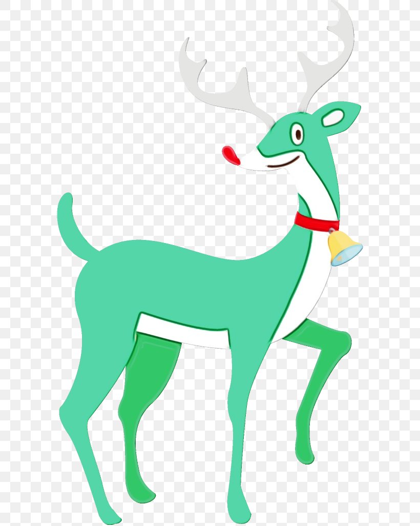 Reindeer, PNG, 600x1026px, Watercolor, Antelope, Deer, Green, Paint Download Free