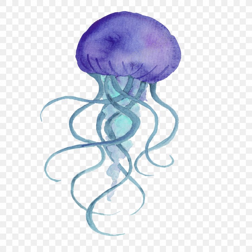 Jellyfish Watercolor Painting Vector Graphics Image, PNG, 1024x1024px, Jellyfish, Art, Blue Jellyfish, Cartoon, Cnidaria Download Free
