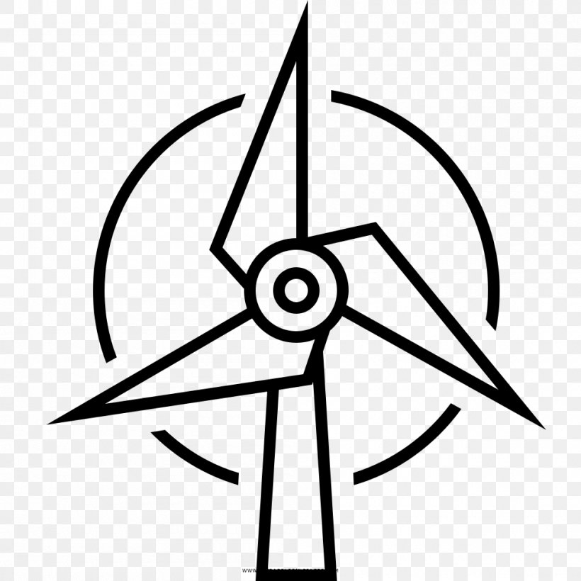 Wind Power Turbina Eólica Turbine Drawing Energy, PNG, 1000x1000px, Wind Power, Area, Artwork, Black And White, Coloring Book Download Free