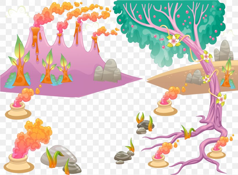 Cartoon Volcano Landscape, PNG, 1471x1079px, Cartoon, Animation, Drawing, Food, Landscape Download Free