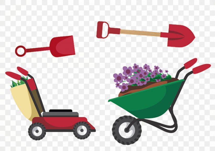 Garden Tool Cartoon Gardening, PNG, 857x604px, Garden Tool, Basket, Cart, Cartoon, Fence Download Free