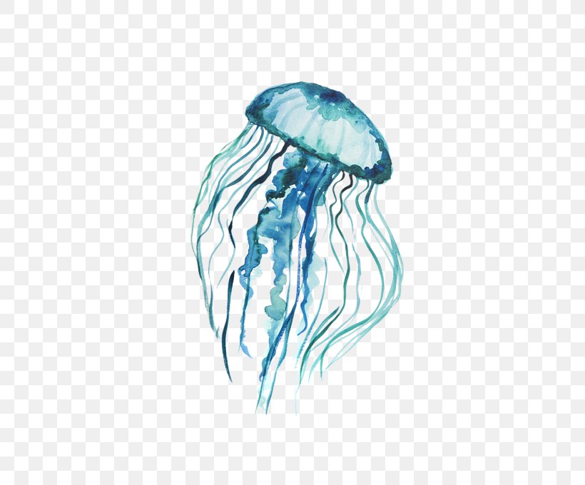 Blue Jellyfish Printing Art Watercolor Painting, PNG, 600x680px, Jellyfish, Animal, Aqua, Art, Artist Download Free