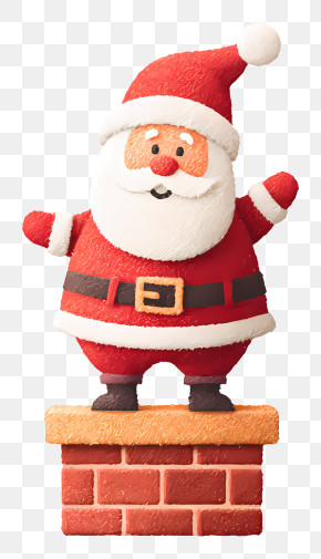 Santa Claus On Chimney - Santa Claus On Chimney For Christmas PNG