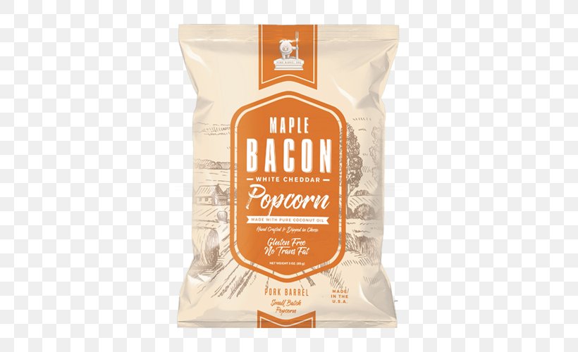Bacon Barbecue Cheddar Cheese Popcorn Ingredient, PNG, 500x500px, Bacon, Barbecue, Brand, Cheddar Cheese, Coconut Oil Download Free