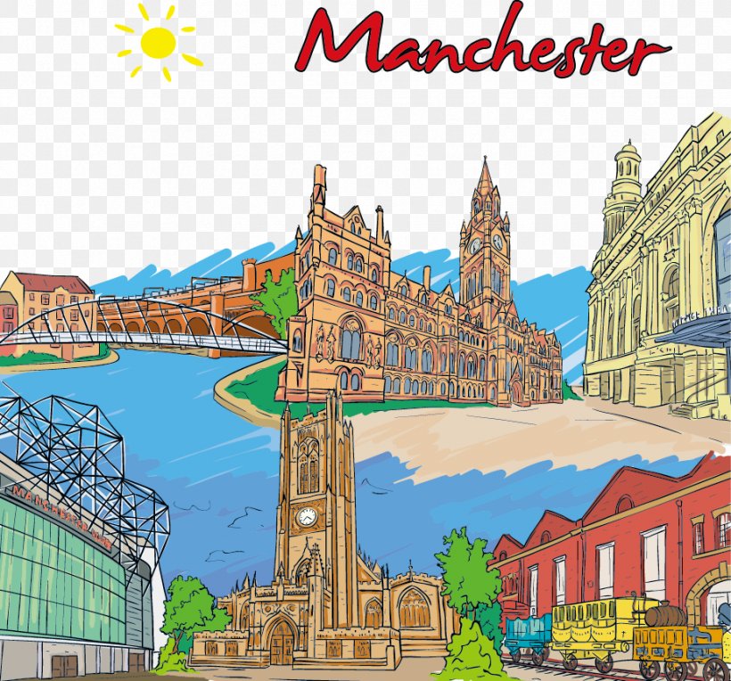 Manchester London Illustration, PNG, 923x860px, Manchester, Art, City, Facade, Google Doodle Download Free