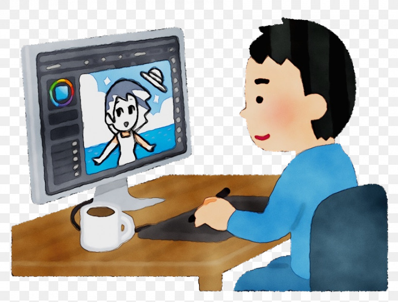 Cartoon Technology Animation Output Device Personal Computer, PNG, 900x684px, Watercolor, Animation, Cartoon, Computer Monitor Accessory, Desktop Computer Download Free