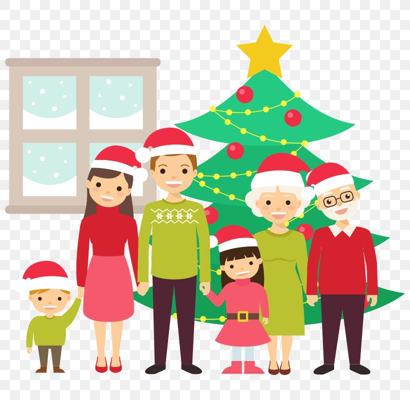 Christmas Tree Santa Claus Family, PNG, 800x800px, Christmas Tree, Cdr, Christmas, Christmas Decoration, Christmas Elf Download Free