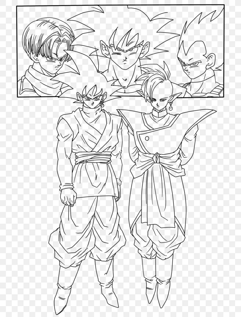Line Art Goku Black Trunks Drawing, PNG, 742x1077px, Watercolor ...