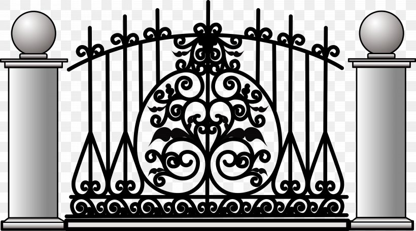 Euclidean Vector Gate, PNG, 6306x3508px, Gate, Black And White, Diagram, Door, Drawing Download Free