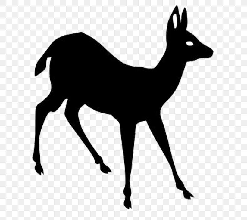 White-tailed Deer Moose Silhouette Clip Art, PNG, 646x731px, Deer, Antelope, Antler, Black And White, Blacktailed Deer Download Free