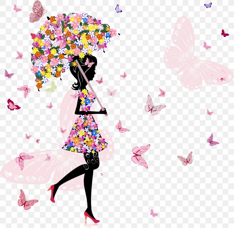 Name Flowers Umbrella Girls, PNG, 1145x1112px, Watercolor, Cartoon, Flower, Frame, Heart Download Free