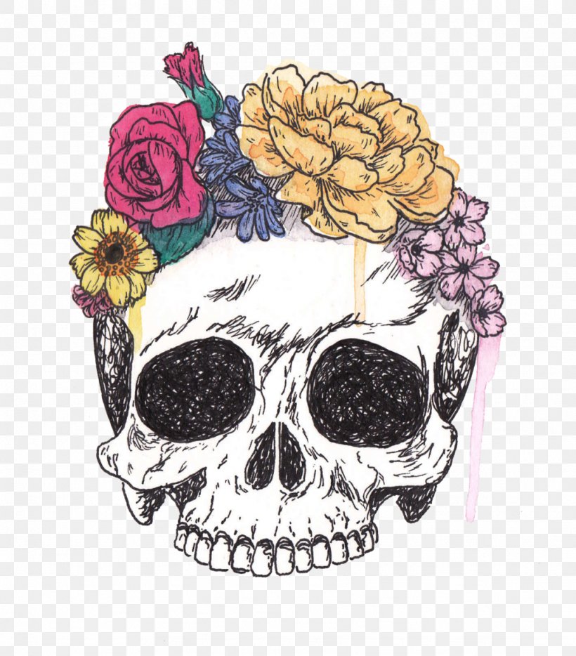 Skull Calavera Flower Drawing Art, PNG, 1024x1167px, Skull, Art, Bone, Calavera, Cap Download Free